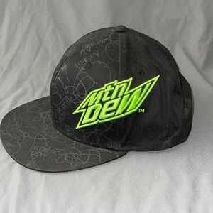 Mt Dew Baseball hat Logo Pattern Black Hat Lime Green Accents 2012.